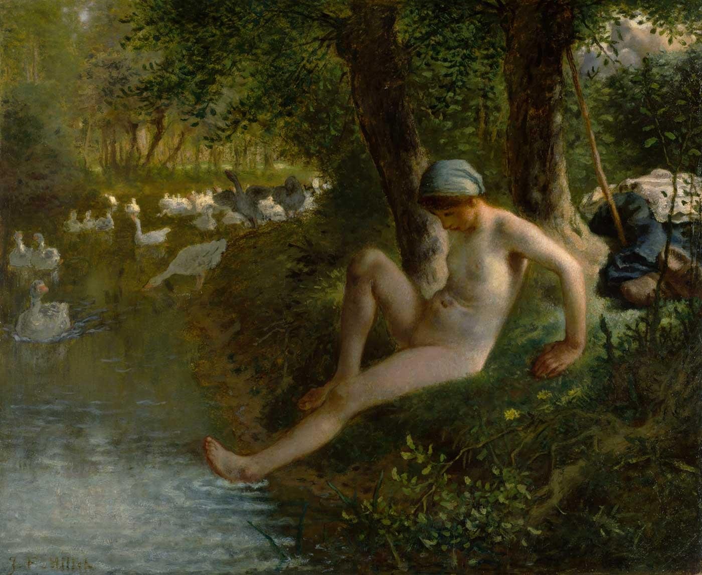 The Goose Girl by Jean-Francois Millet as Art Print