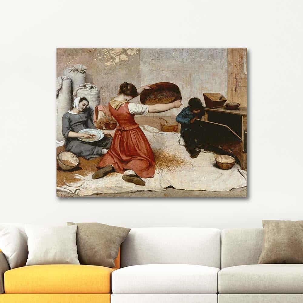 The Grain Sifters by Gustave Courbet as Art Print