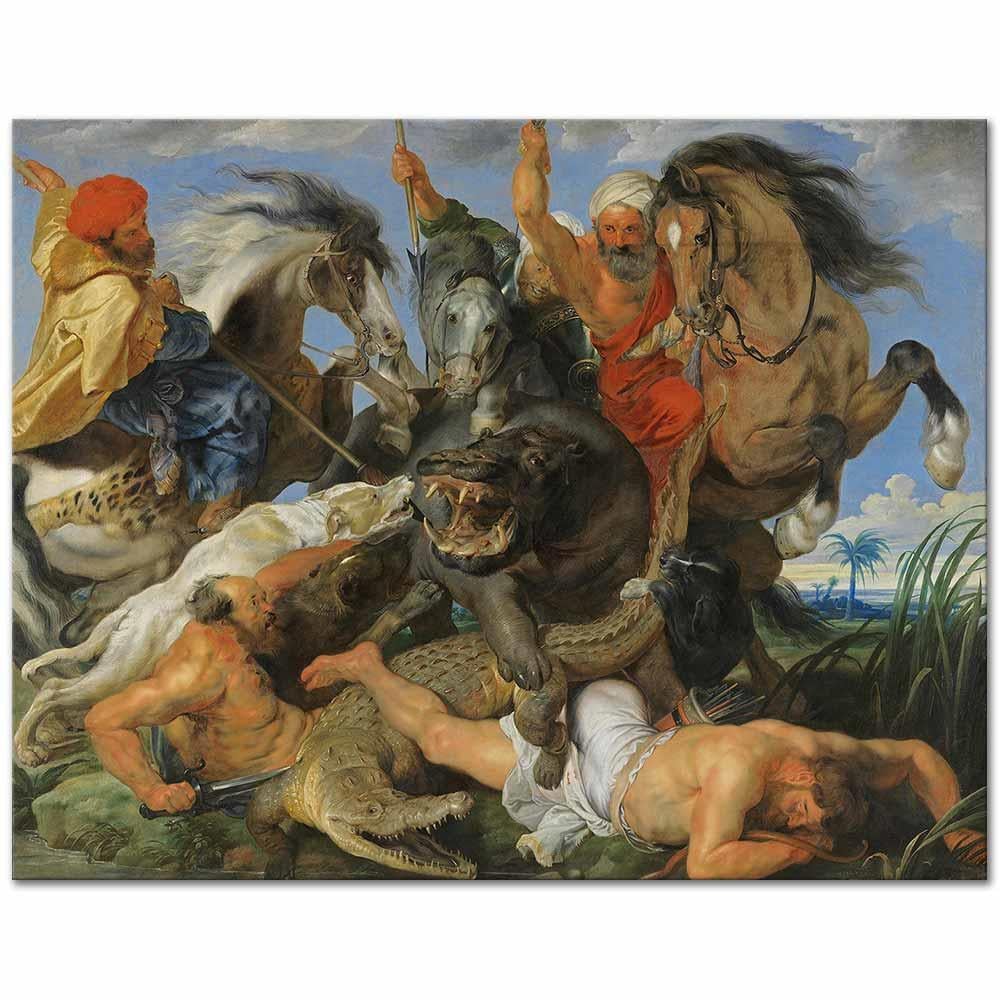 Peter Paul Rubens Su Aygırı ve Timsah Avı Kanvas Tablo