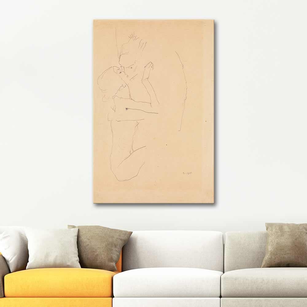 The Kiss by Egon Schiele as Art Print