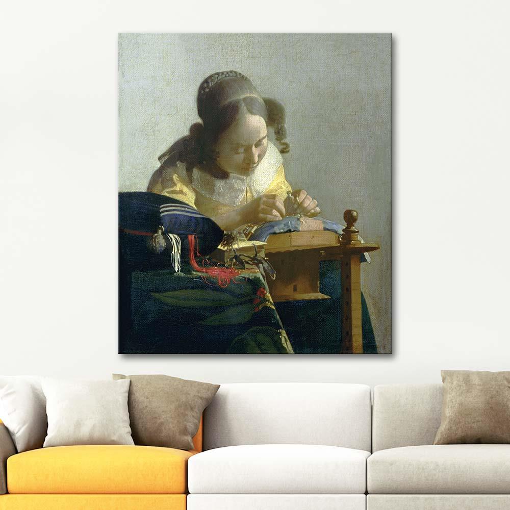 The Lacemaker by Johannes Vermeer as Art Print