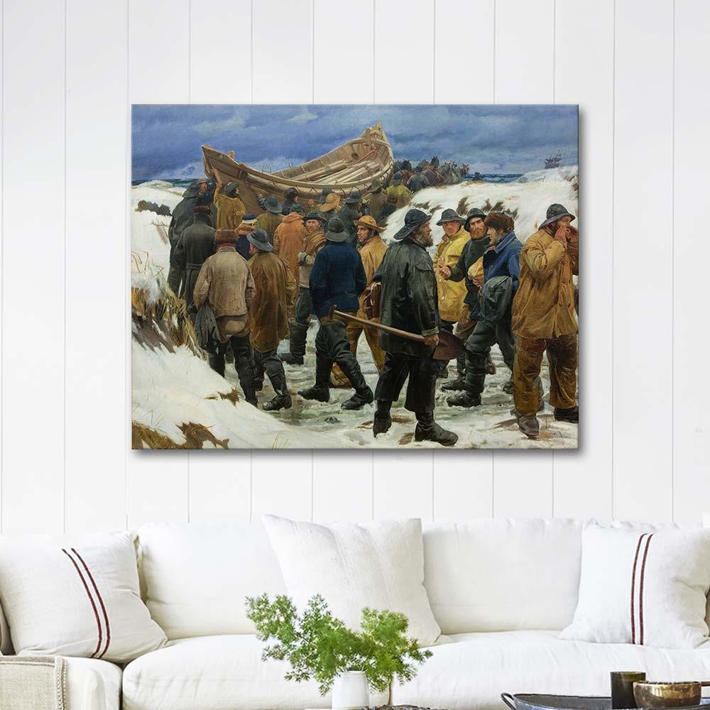 The Lifeboat is Taken through the Dunes by Michael Peter Ancher as Art Print