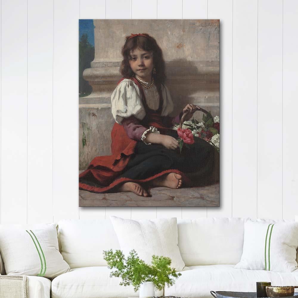 François Alfred Delobbe Küçük Çiçekçi Kız Kanvas Tablo