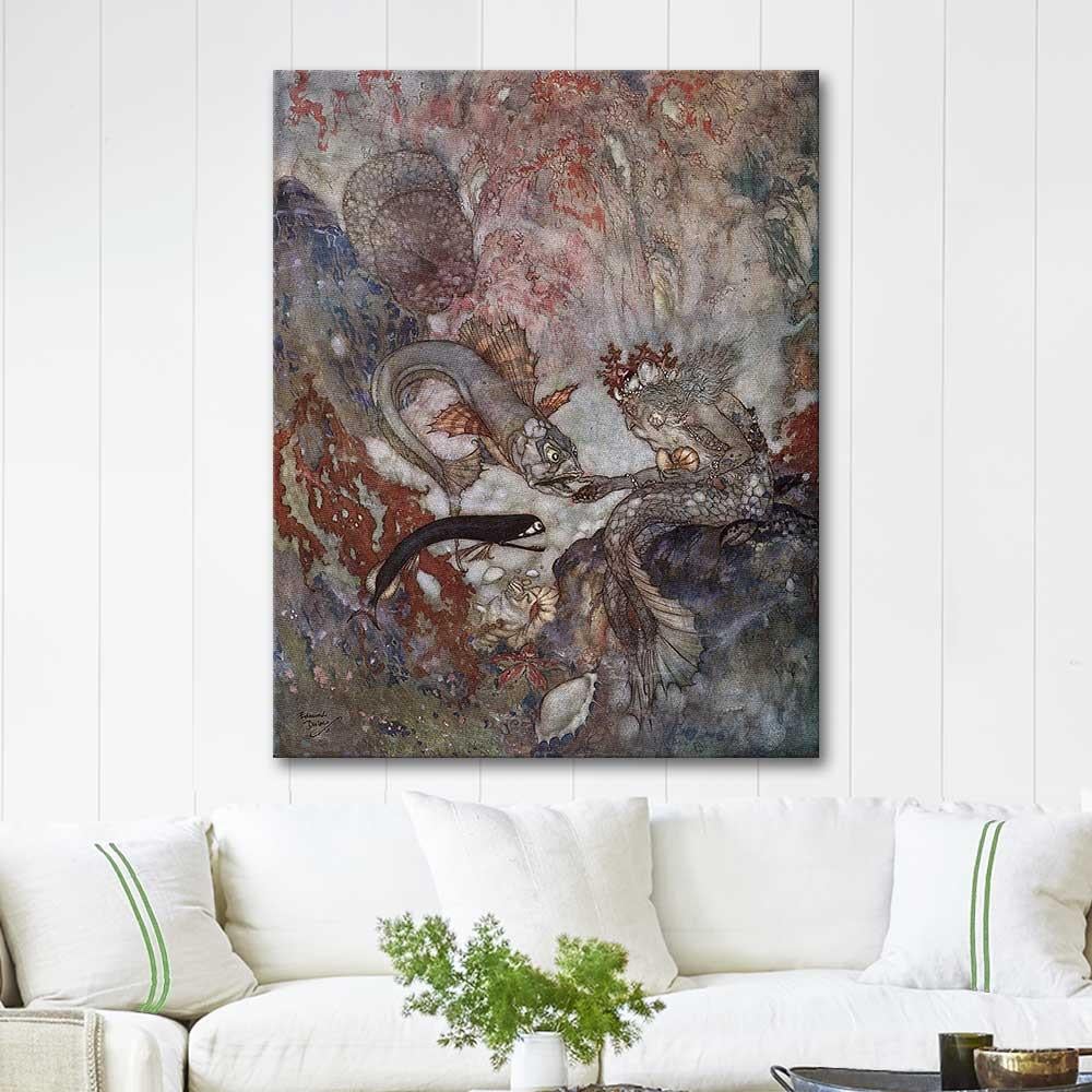 Edmund Dulac Küçük Deniz Kızı ve Kral Kanvas Tablo