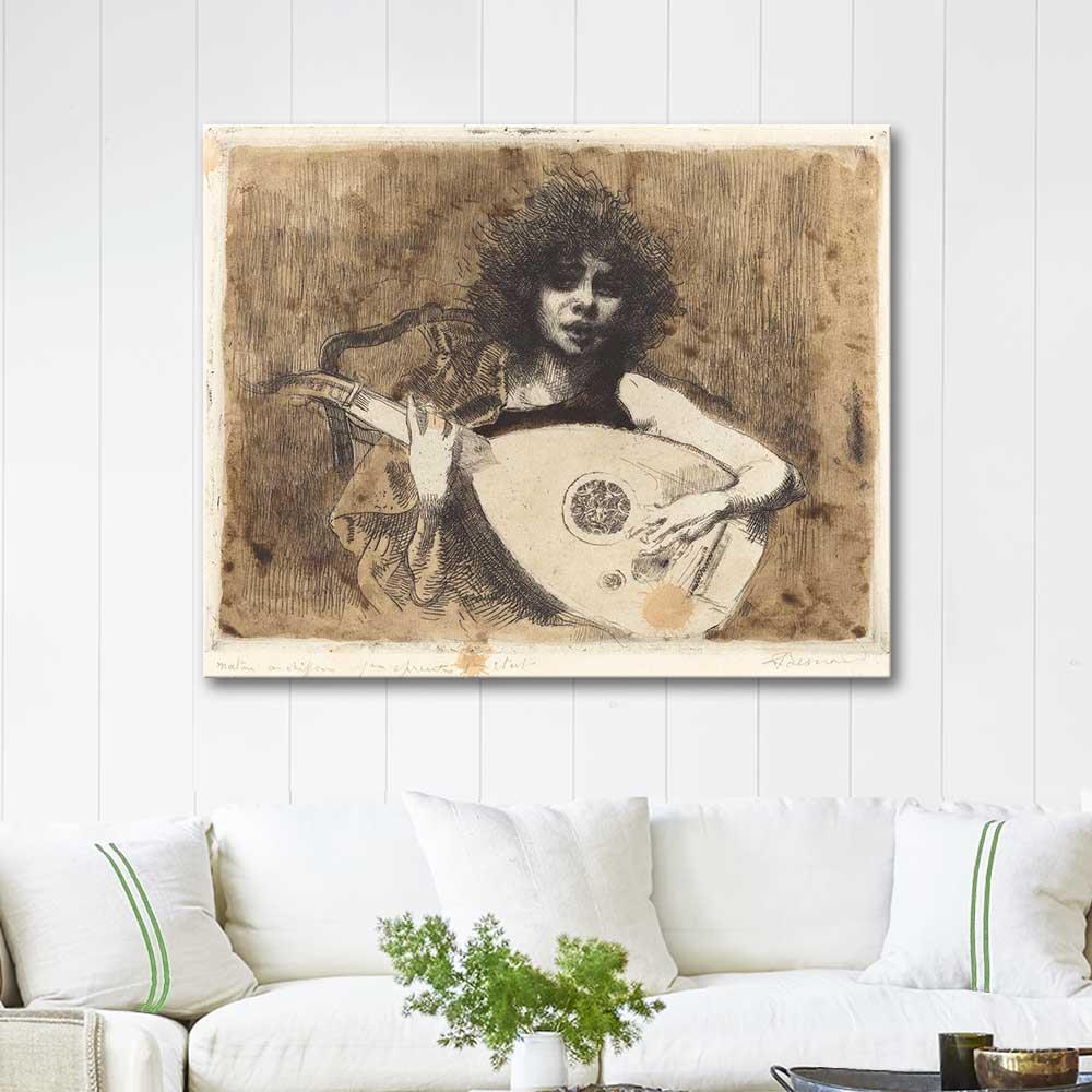 Paul Albert Besnard Lavta Çalan Kanvas Tablo