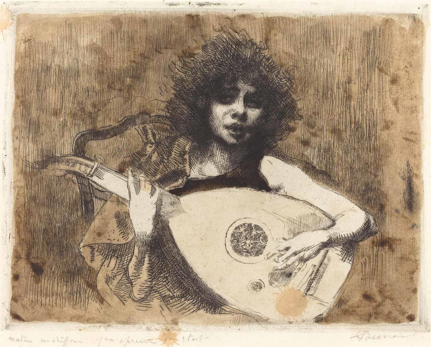 Paul Albert Besnard Lavta Çalan Kanvas Tablo