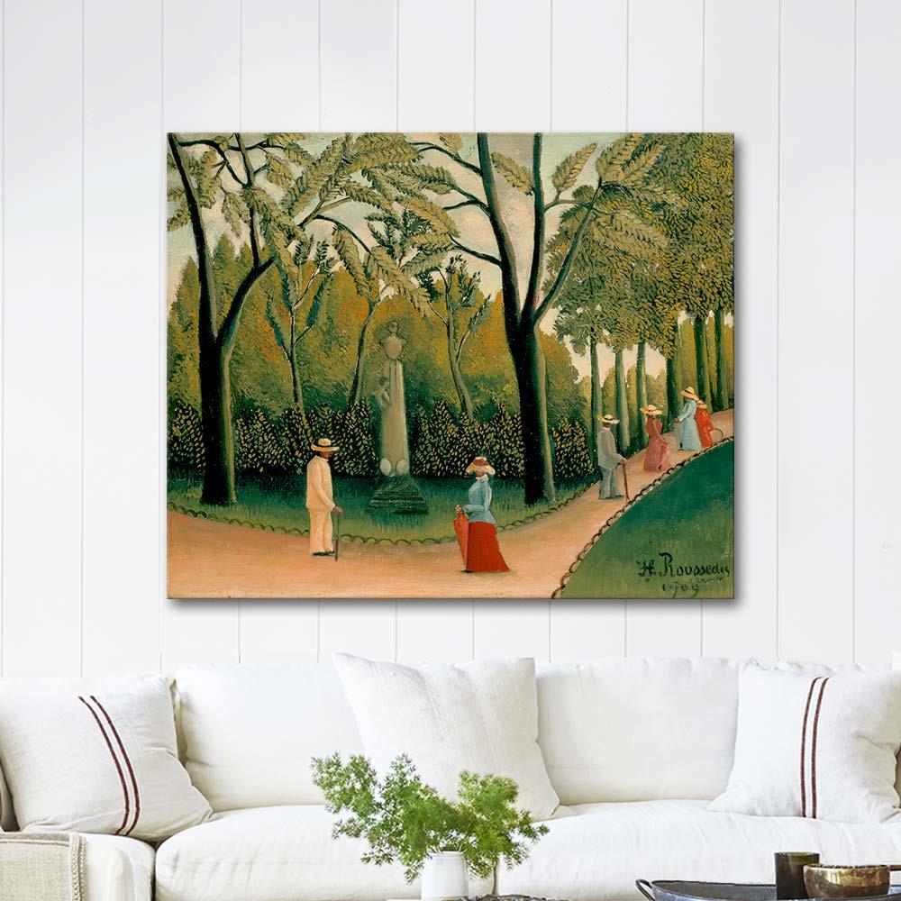 Henri Rousseau Luxembourg Parkında Chopin Heykeli Kanvas Tablo