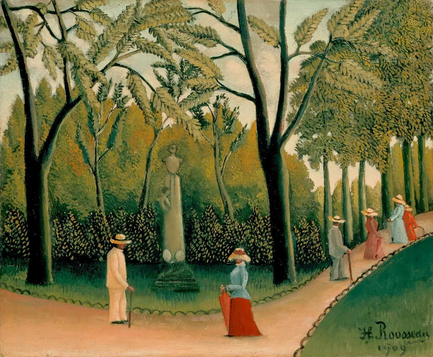 Henri Rousseau Luxembourg Parkında Chopin Heykeli Kanvas Tablo