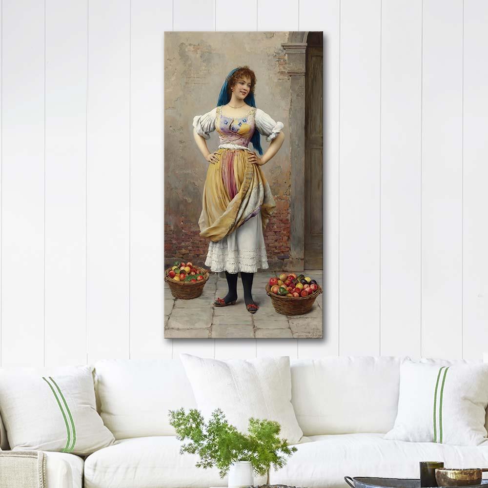 Eugene de Blaas Pazarcı Kız Kanvas Tablo