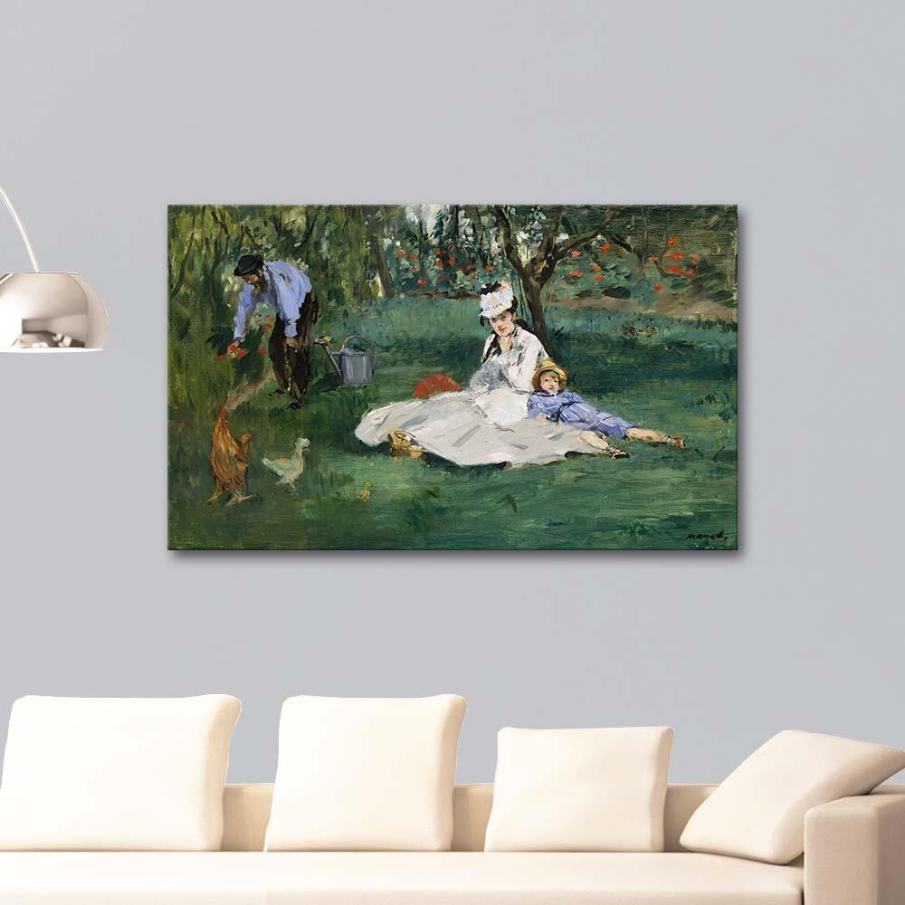 The Monet Family in Their Garden by Edouard Manet as Art Print
