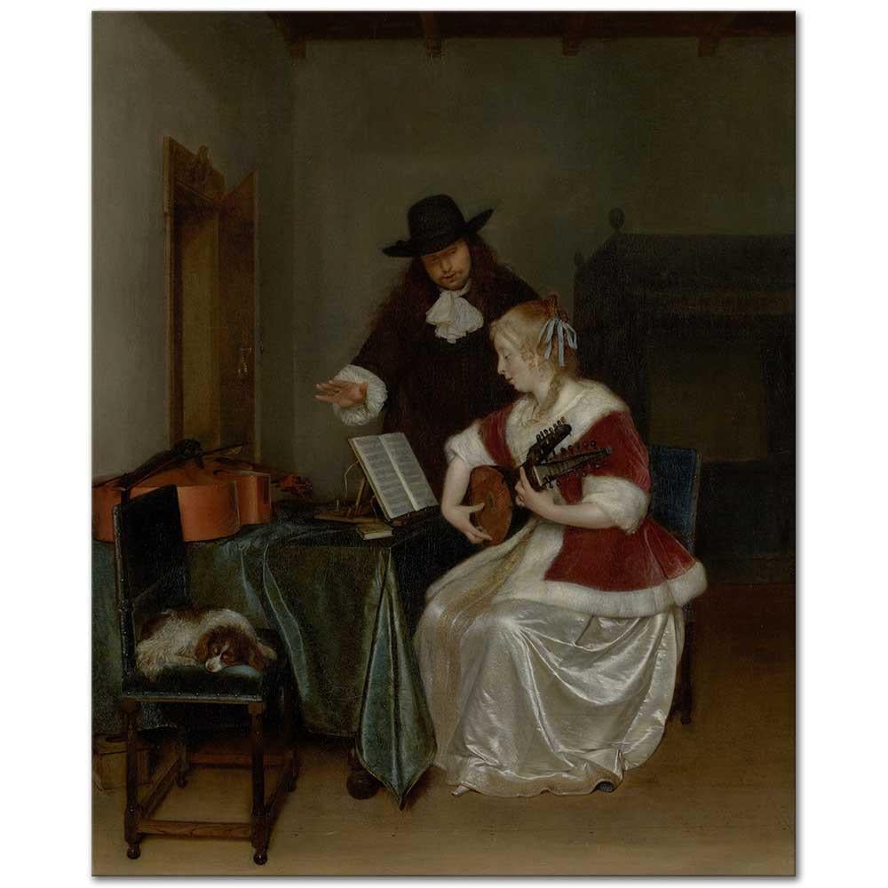 Gerard ter Borch Müzik Dersi Kanvas Tablo