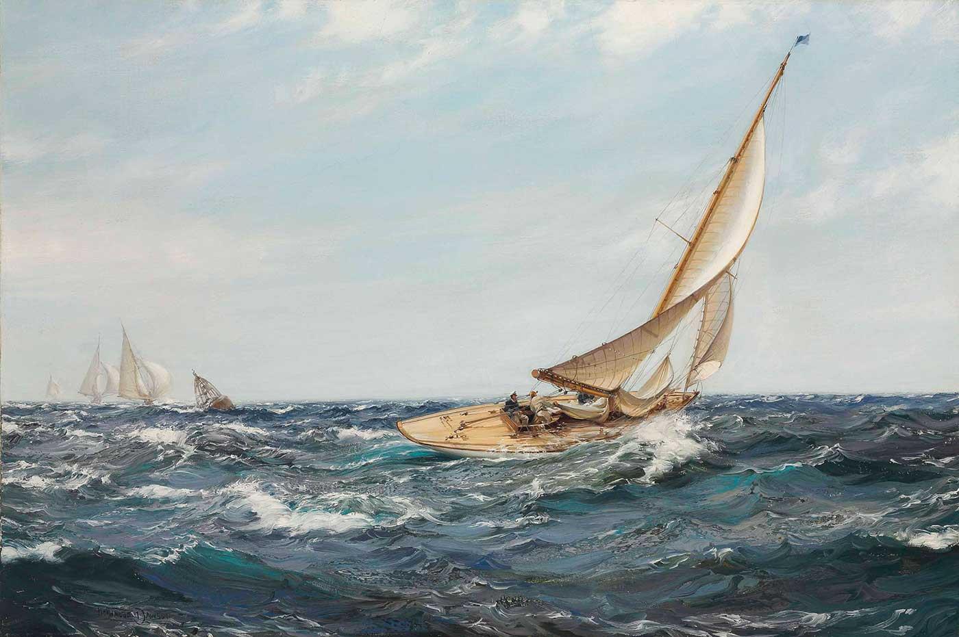 Montague Dawson Safir Yelkenlisi Kanvas Tablo