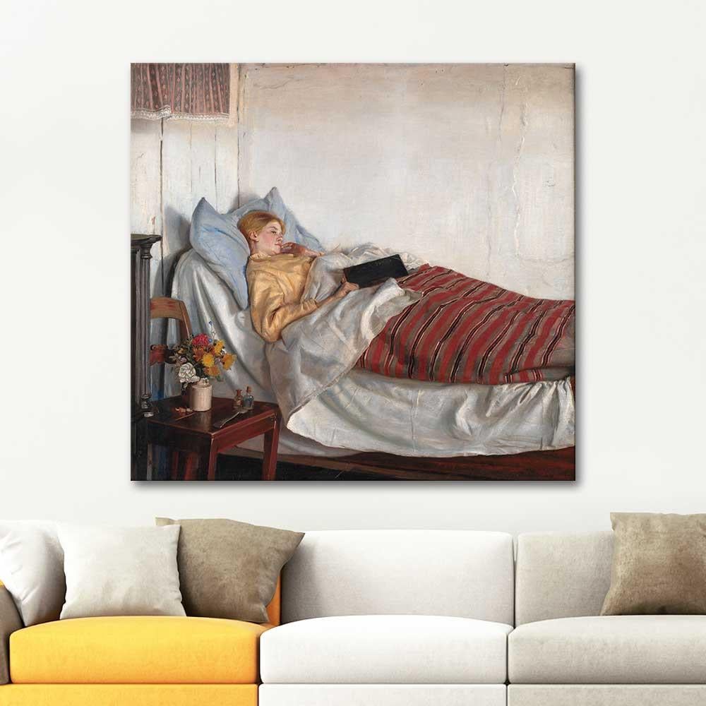 Michael Peter Ancher Hasta Kız Kanvas Tablo