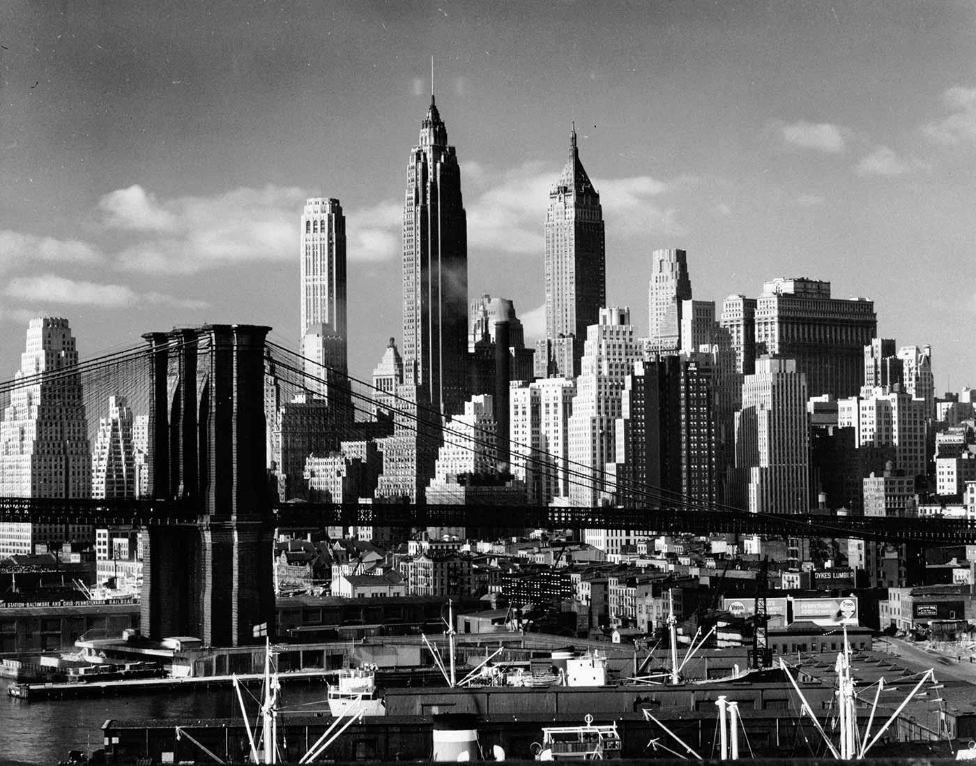 Andreas Feininger Şehir Silueti ve Brooklyn Köprüsü Kanvas Tablo