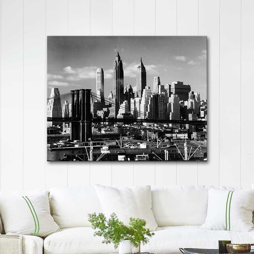 Andreas Feininger Şehir Silueti ve Brooklyn Köprüsü Kanvas Tablo