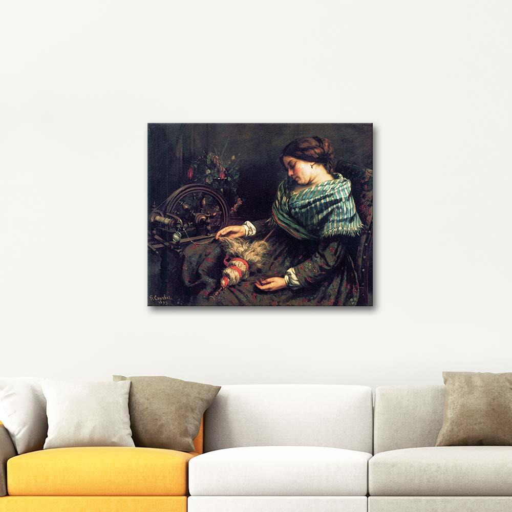 Gustave Courbet Uyuyan Örgücü Kanvas Tablo
