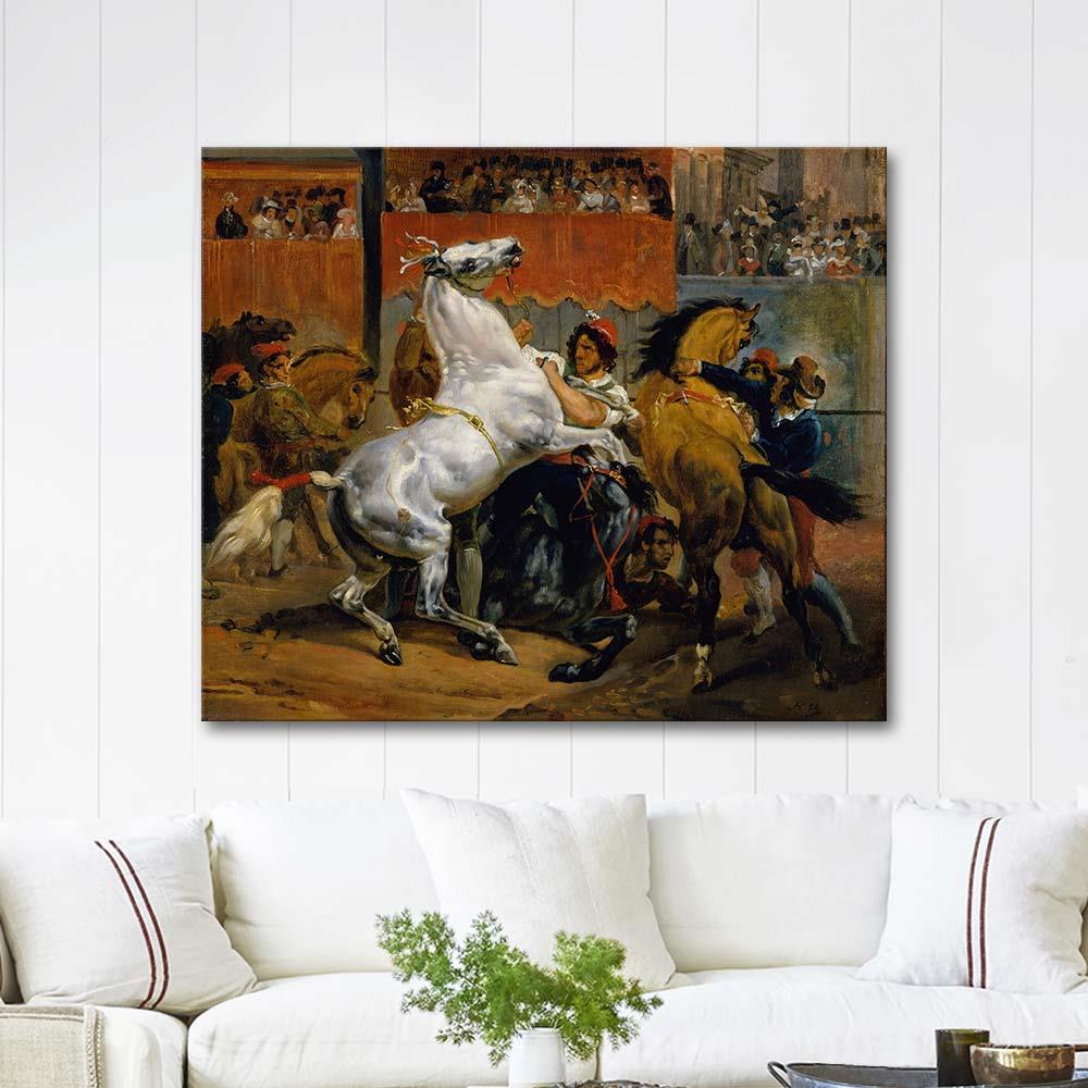 The Start of the Race of the Riderless Horses by Horace Vernet as Art Print