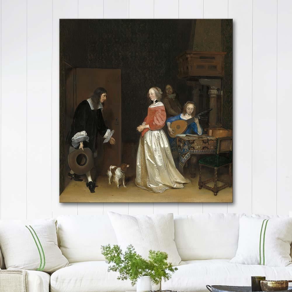 Gerard ter Borch Damat Adayının Ziyareti Kanvas Tablo
