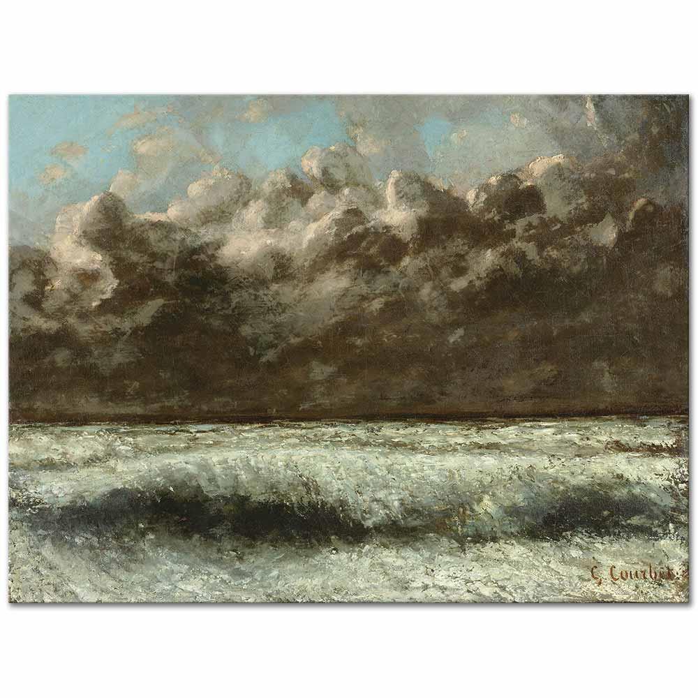 Gustave Courbet Normandiya Sahilinde Dalgalar Kanvas Tablo