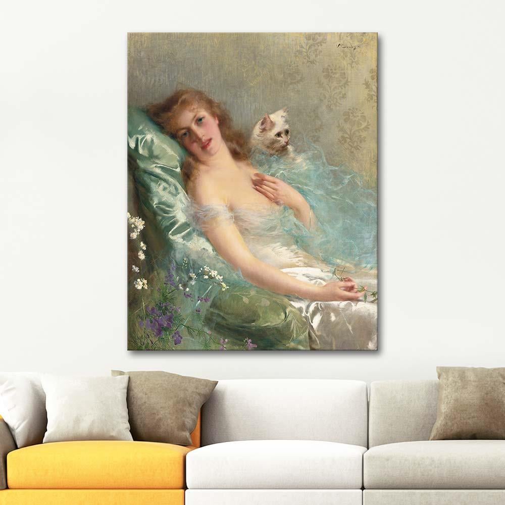The White Cat by Vittorio Matteo Corcos as Art Print