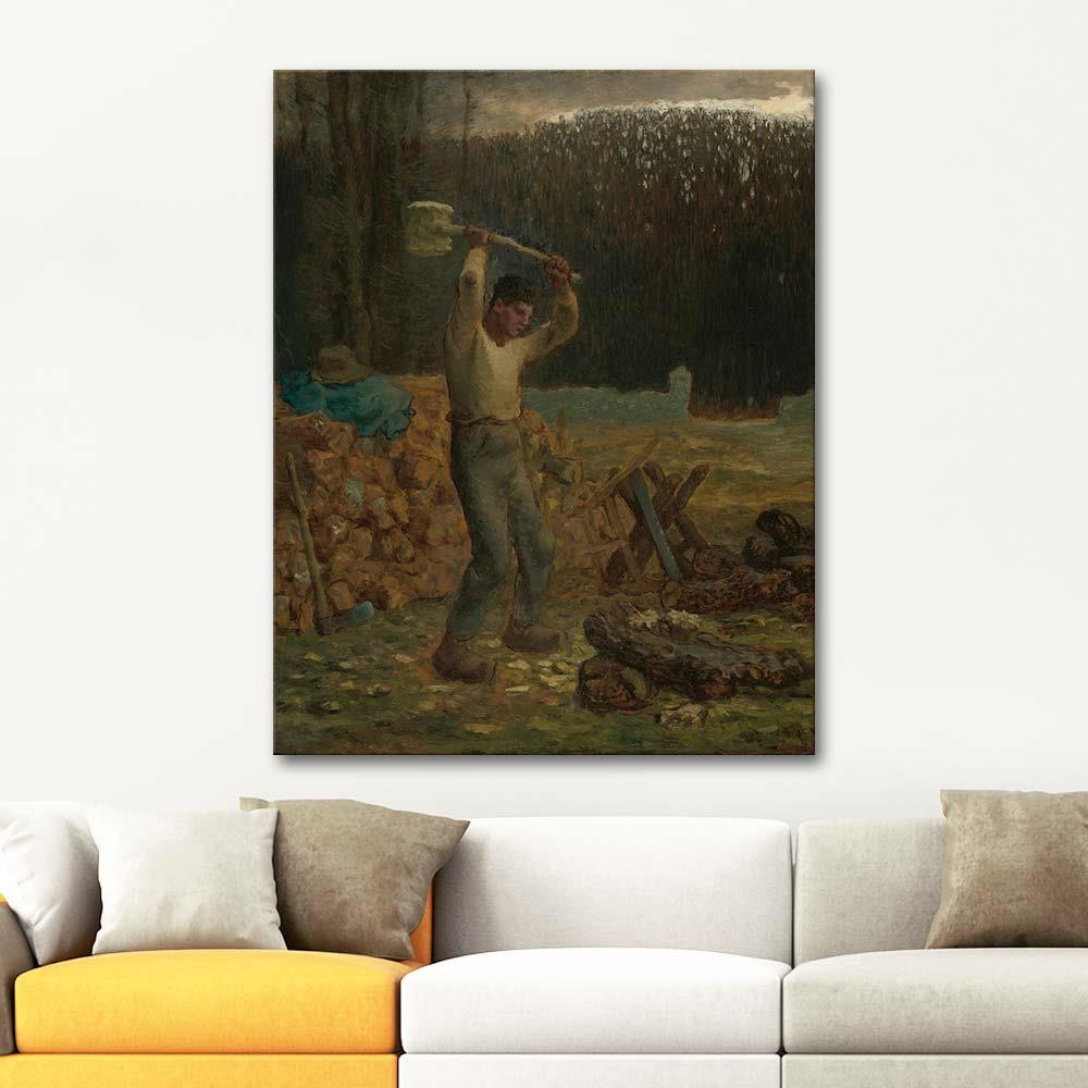 Jean-François Millet Odun Kesen Adam Kanvas Tablo