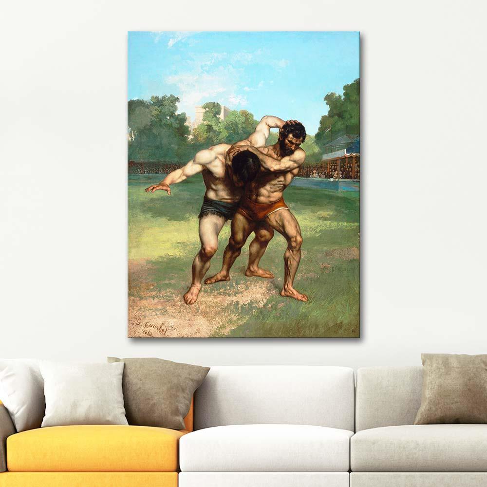 The Wrestlers by Gustave Courbet as Art Print