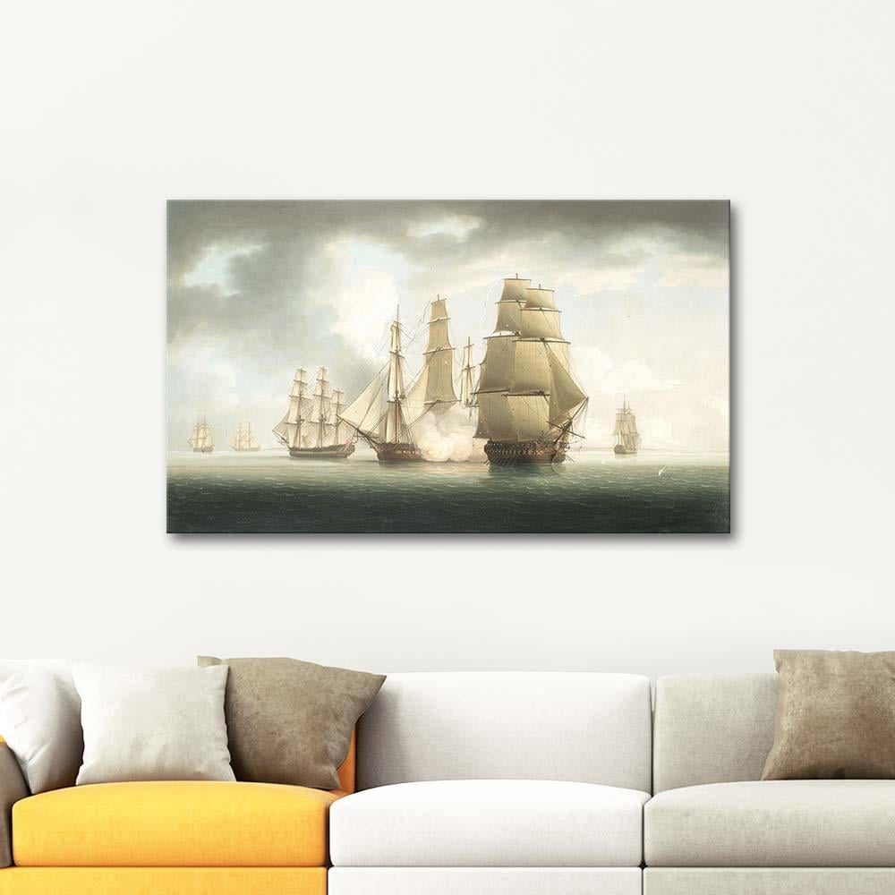 Thomas Buttersworth The Bristol Privateer Caesar under Attack by a French Frigate Art Print