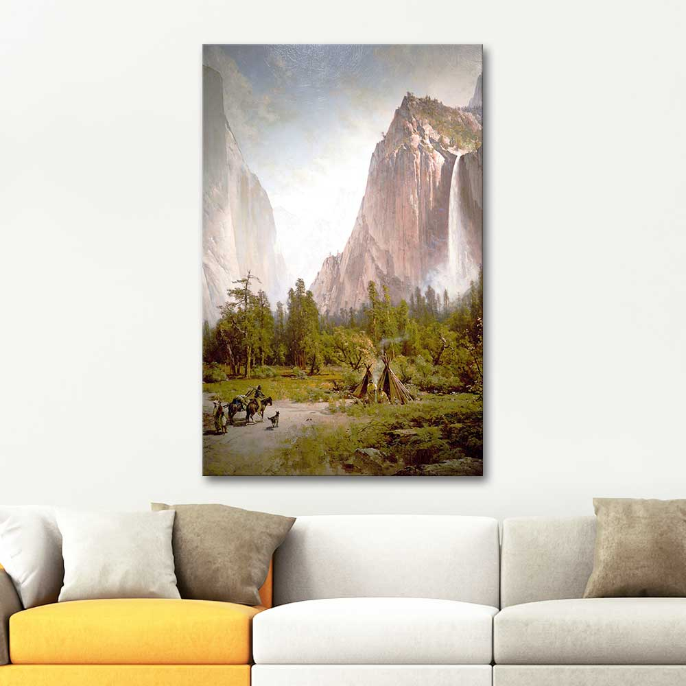 Thomas Hill Yosemite Vadisinde Şelale Kanvas Tablo