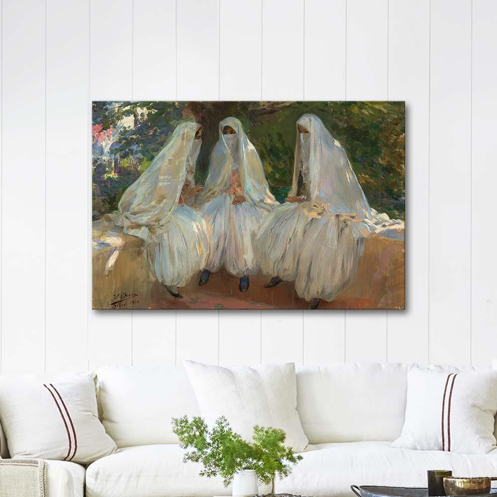 Three Algerian Beauties at the Well by Ulpiano Checa y Sanz as Art Print