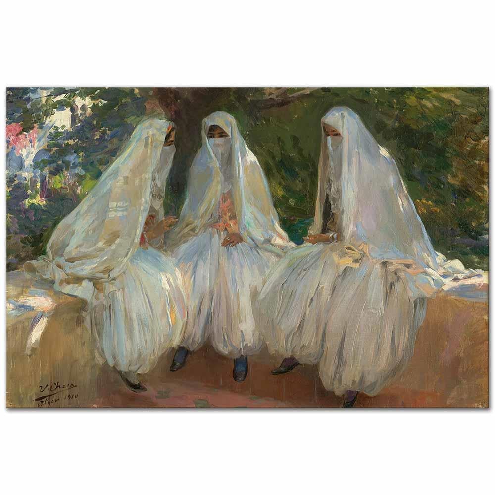 Three Algerian Beauties at the Well by Ulpiano Checa y Sanz as Art Print