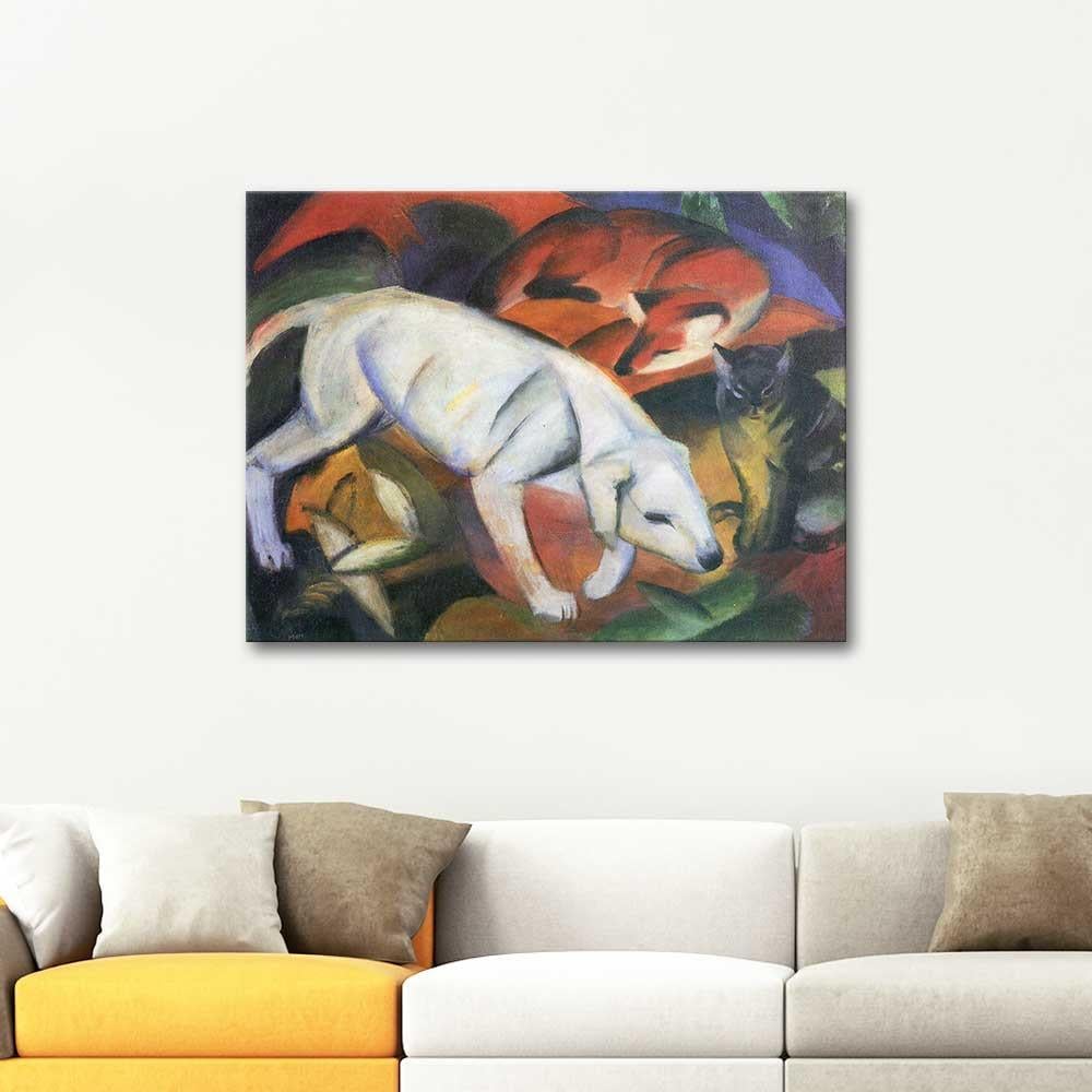 Three Animals Dog Fox and Cat by Franz Marc as Art Print