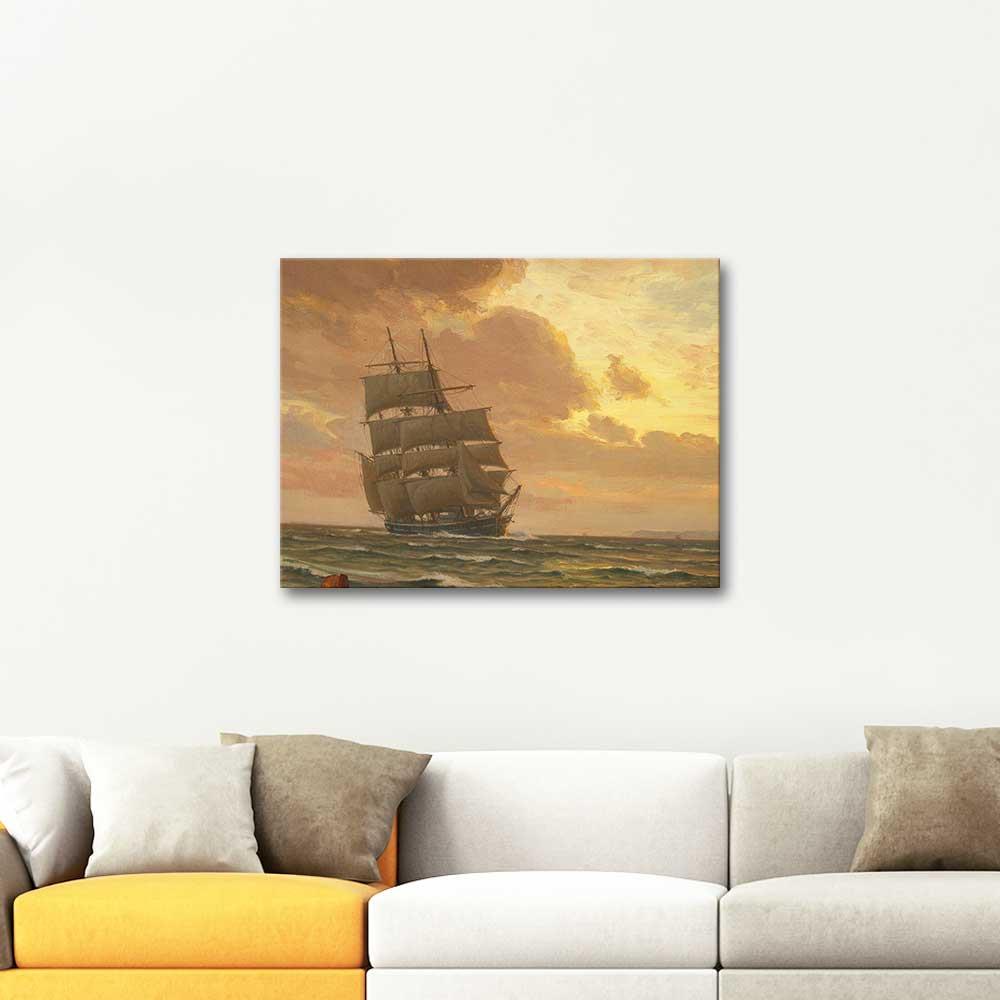 Three Masted Ship Near a Coast by Vilhem Karl Ferdinand Arnesen as Art Print