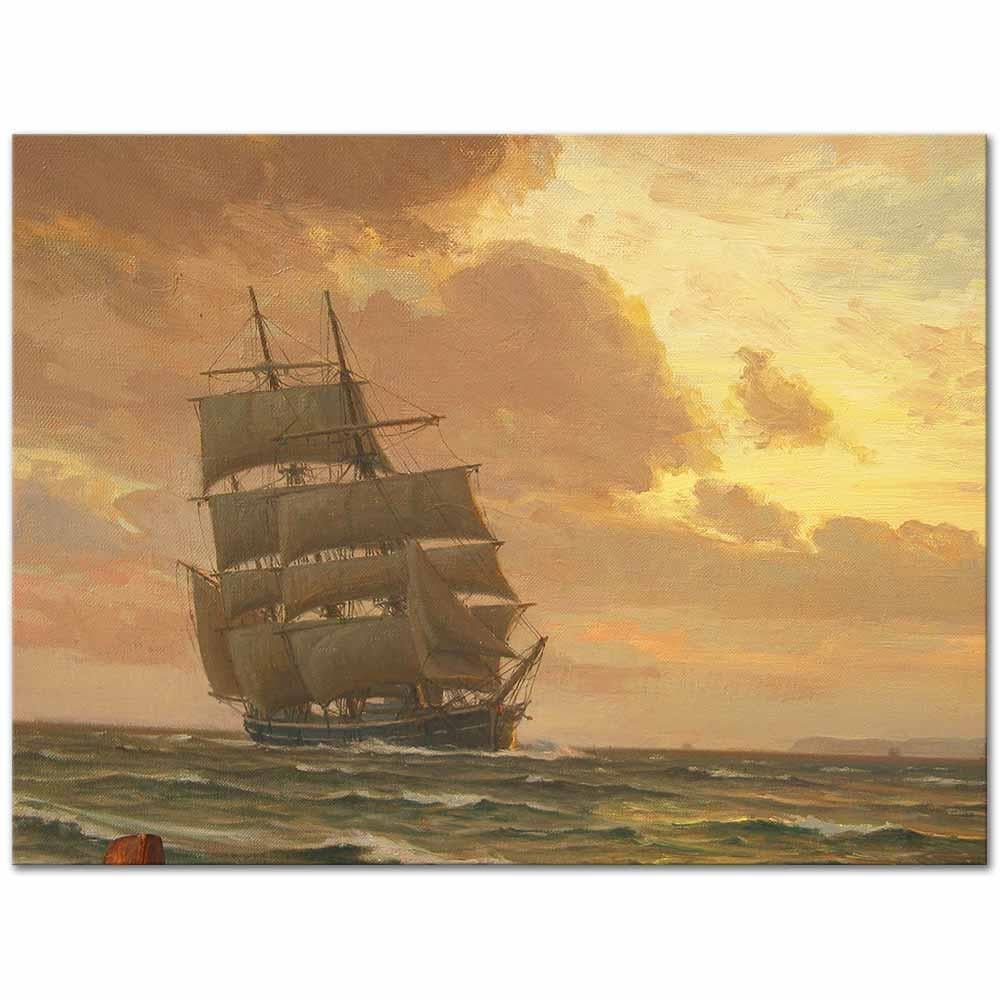 Three Masted Ship Near a Coast by Vilhem Karl Ferdinand Arnesen as Art Print