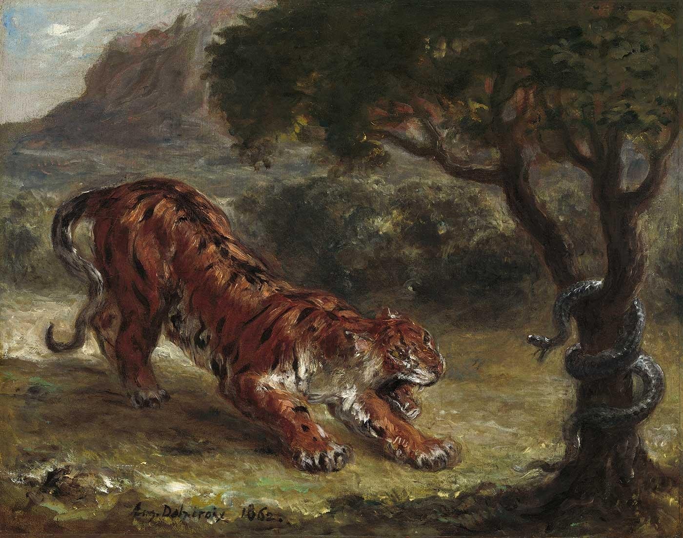 Tiger and Snake by Eugene Delacroix