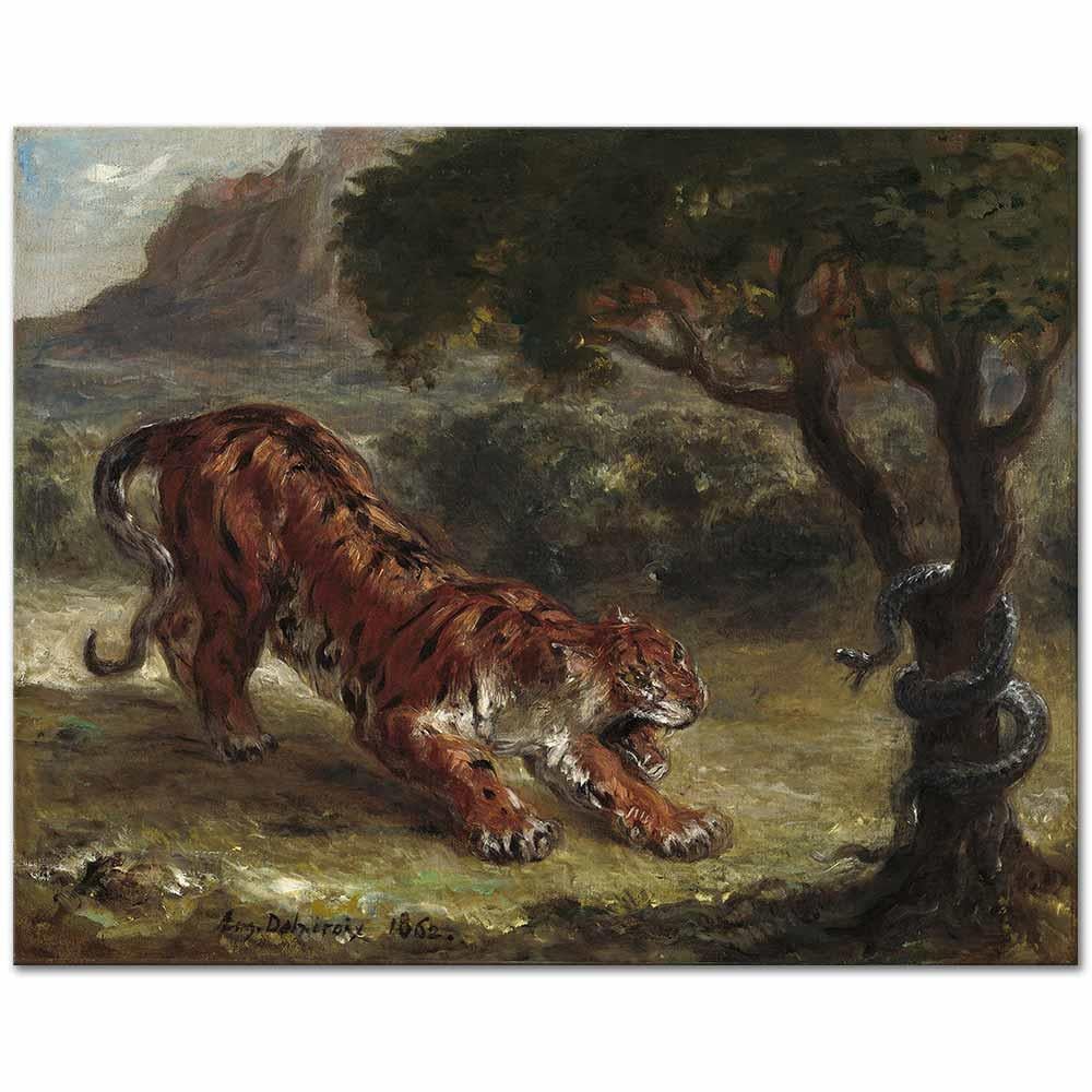 Tiger and Snake by Eugene Delacroix as Art Print