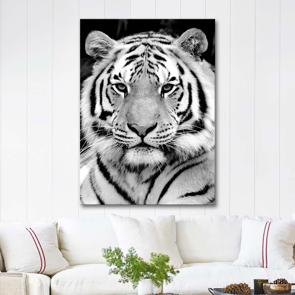 Tiger in Black White Art Print