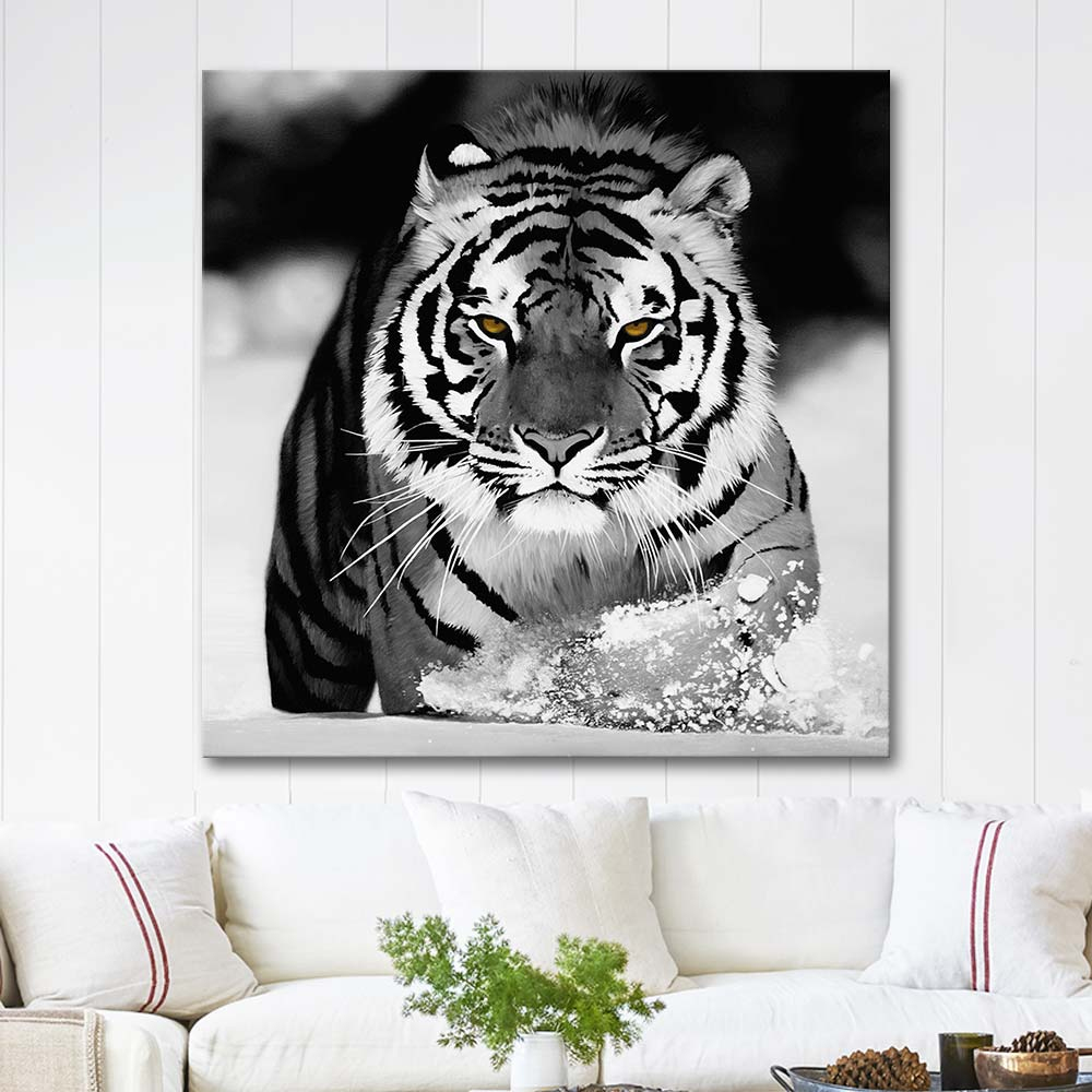 Tiger in Snow Art Print