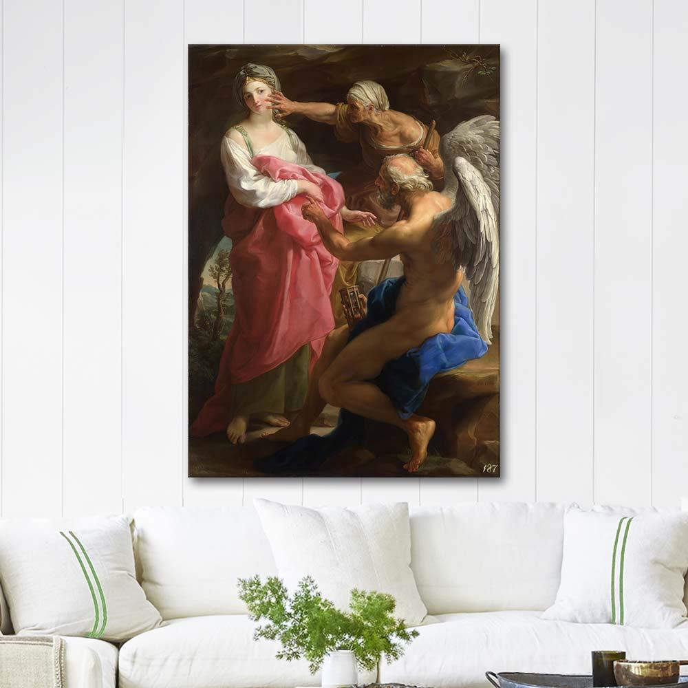 Pompeo Batoni Zaman Yaşlılığa Güzelliği Yok Etmesini Emrederken Kanvas Tablo