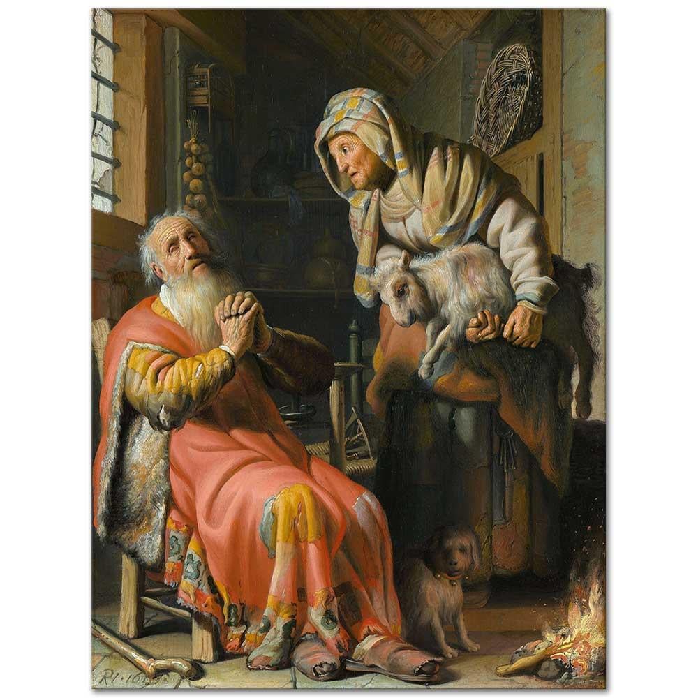 Rembrandt van Rijn Tobit ve Anna Kanvas Tablo