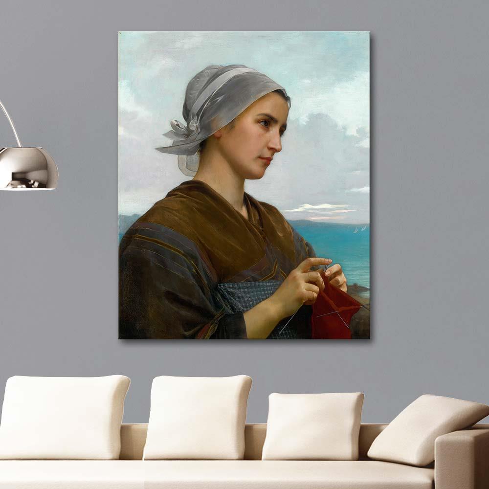 William Adolphe Bouguereau Breton'lu Örgücü Kanvas Tablo