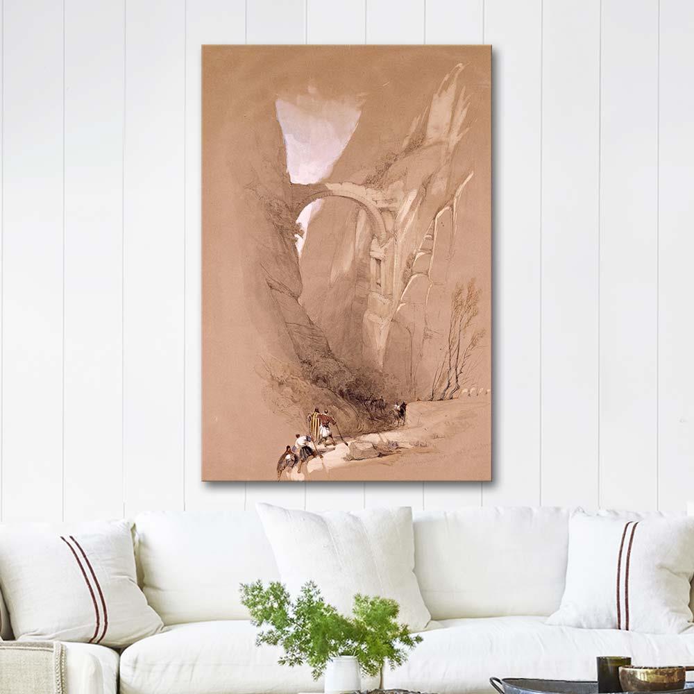 David Roberts Petra'ya Giden Vadideki Zafer Takı Geçidi Kanvas Tablo