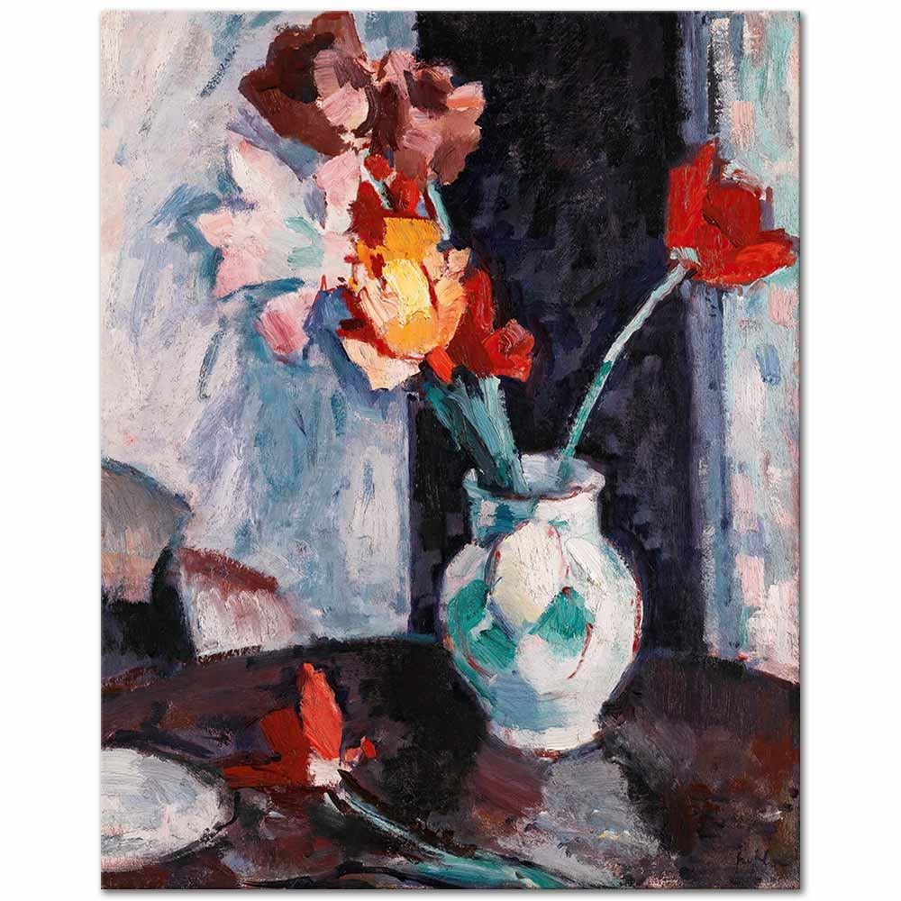Tulips In A White Vase by Samuel Peploe