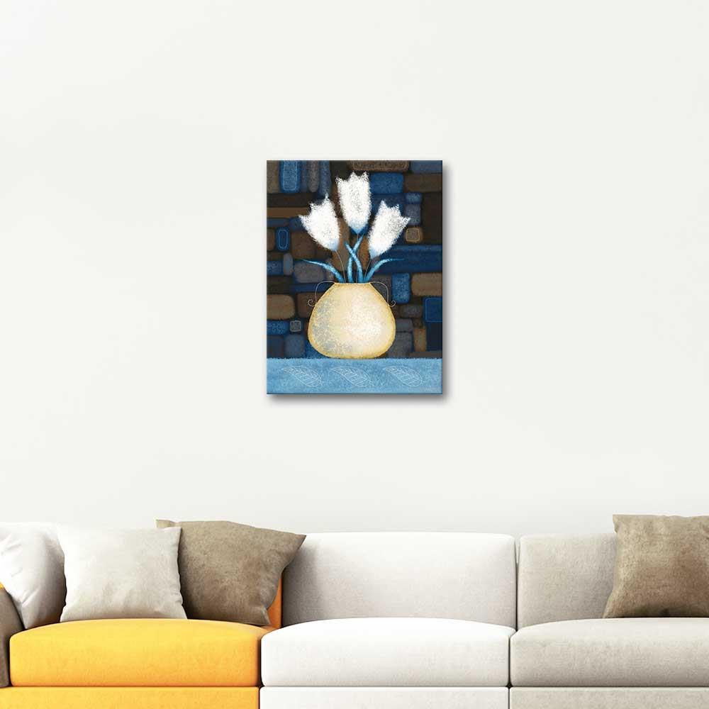 Tulips in a Yellow Vase as Art Print