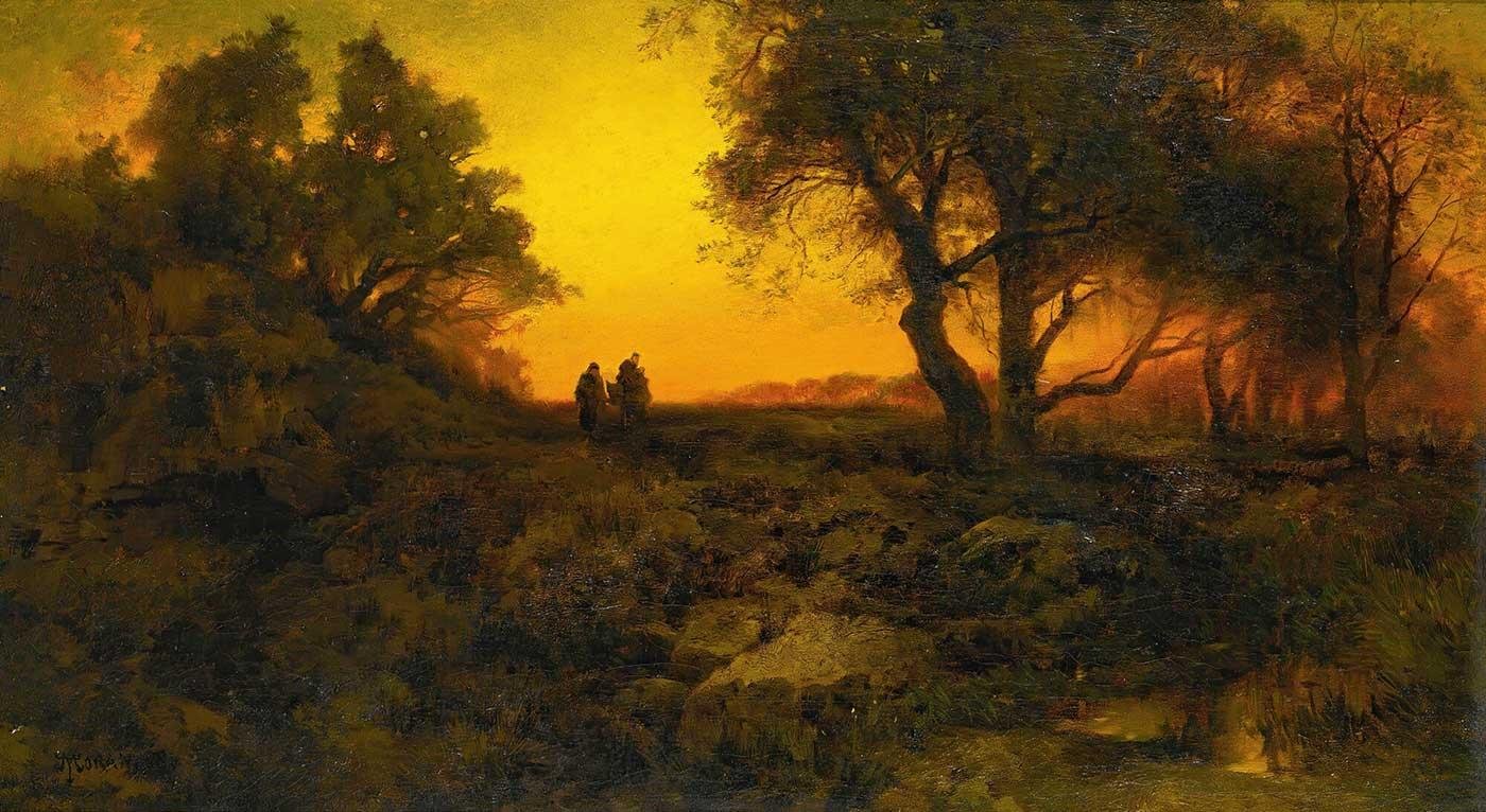 Thomas Moran Alacakaranlık (Mısır'a Kaçış) Kanvas Tablo
