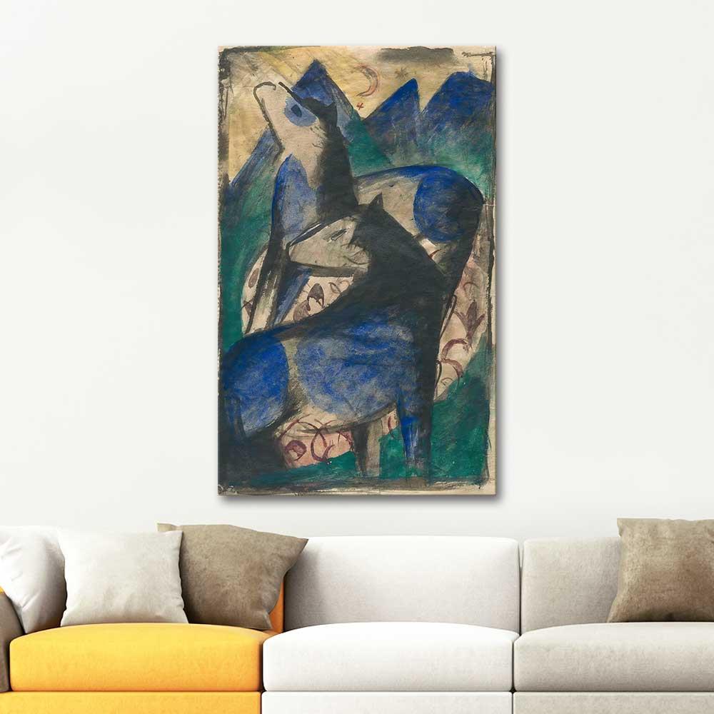 Franz Marc İki Mavi At Kanvas Tablo