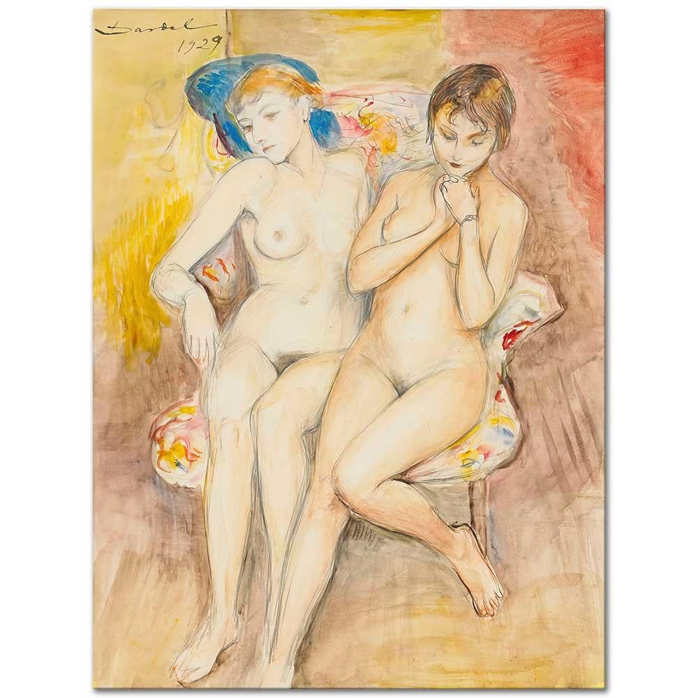 Nils Dardel Koltukta İki Kız Kanvas Tablo