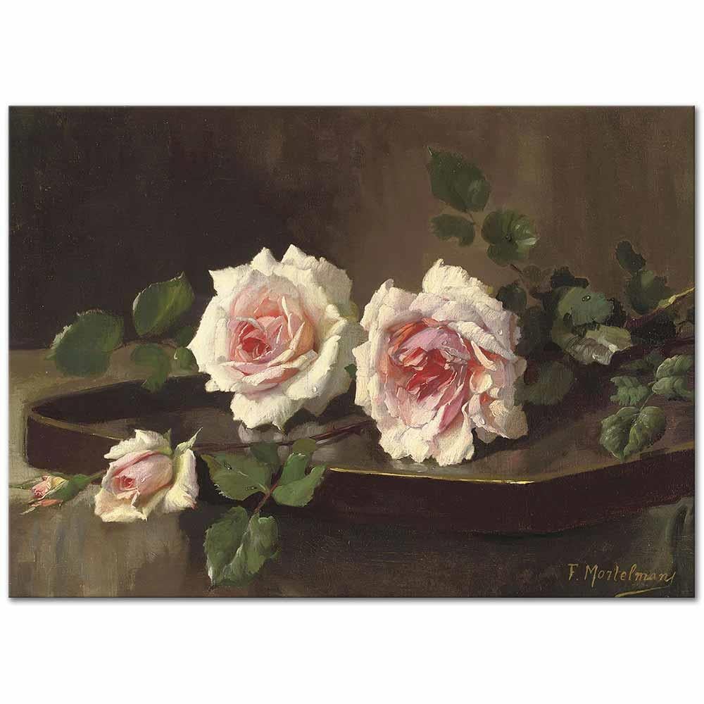 Two Pink Prince de Bulgarie Roses by Frans Mortelmans as Art Print