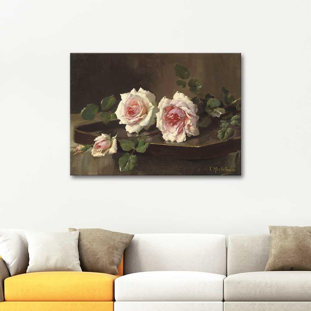Two Pink Prince de Bulgarie Roses by Frans Mortelmans as Art Print