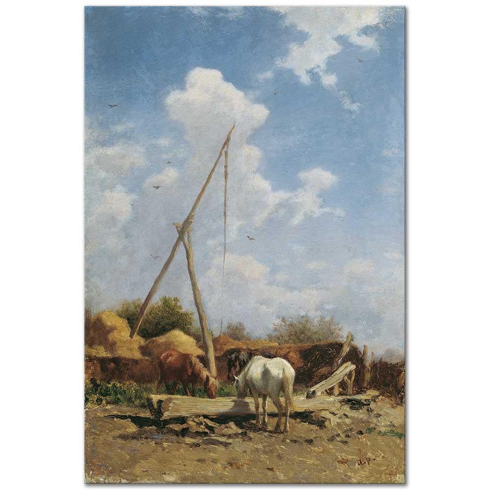 August von Pettenkofen Macar At Yalağı Kanvas Tablo