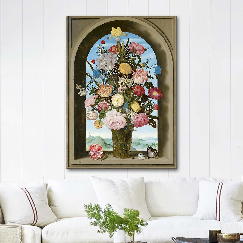 Ambrosius Bosschaert the Elder Pencerede Vazo Kanvas Tablo